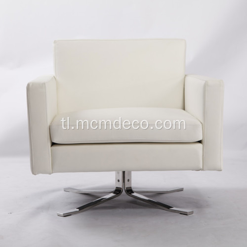 White Kennedee Rotatanle leather armchair